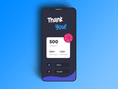 500 Followers Milestone! 🚀 design dribbble flat followers gradients graphic ios milestone thank you ui ux web