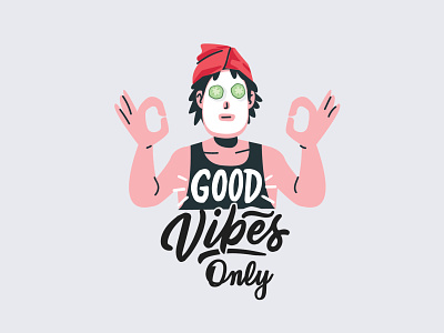 Good vibes only 2d character design facial flat good human illustration manager people spa teamwork vector vibes workspace