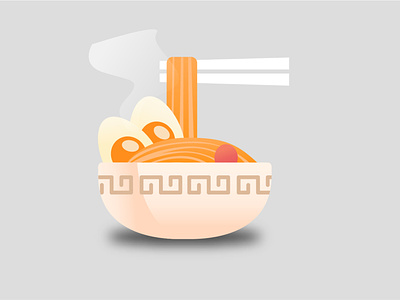 Ramen Bowl 2d bowl chinese food chopstick design eggs food icon illustration noodle ramen