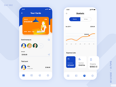 Credit Card bank blue dailyui expense statistic uidesign