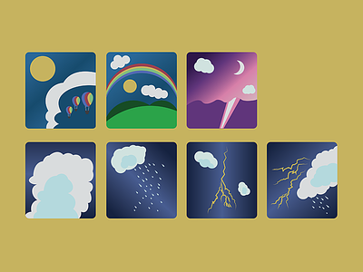 Weather Icons app icons clouds flat design icons minimalism minimalist design moonlight rainbows stratosphere thunderstorms weather