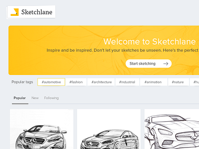 Sketchlane Homepage innovation light simple sketch startup website yellow