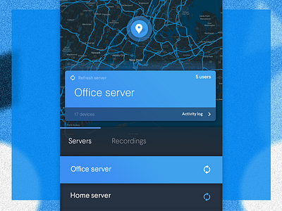 Server list blue dark mobile servers ui