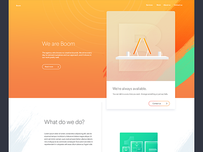 Boom Agency website agency grey landing page orange red white