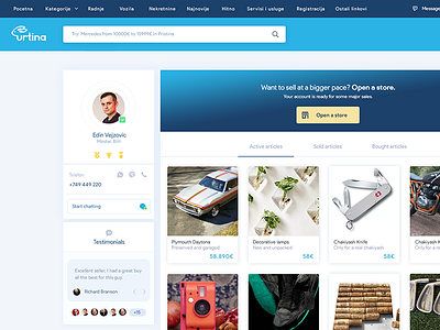 Profile Page Urtina commerce dashboard ecommerce profile profile page retail shopping simple