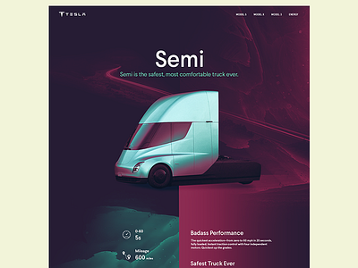 Tesla Semi Landing page design dark design graphics landing semi tesla truck web