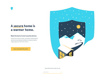 Security system landing page concept christmass home house illustration landing mountain page security simple warm white