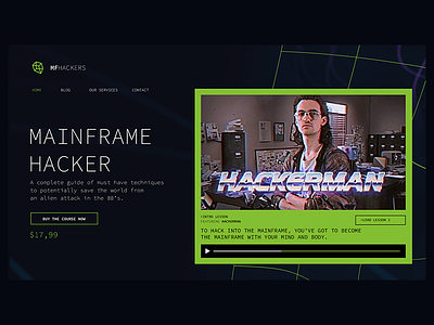 Mainframe Hacker + Process video 80s agency course dark green hacking mainframe retro terminal