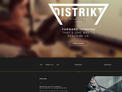 Distrikt agency website agency dark design gold luxury retro simple ui web