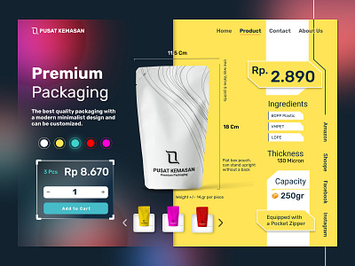 Single page Pusat Kemasan begginer desktop ui kemasan packaging webdesign