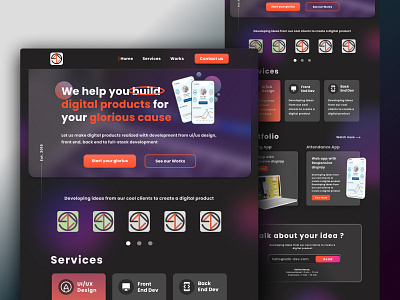 ADN dev - Landing Page begginer dark theme desktop landing page web design