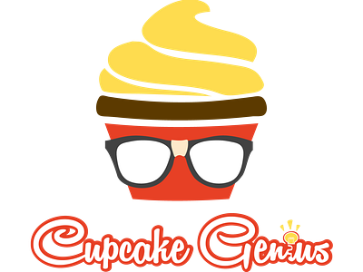 Cupcake Genius Logo 2d design bakery branding business character design color cupcake design icon illustration logo logo design small business sundayfunday sweet typography vector