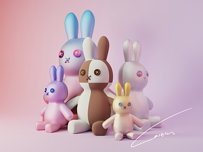 A bunch of rabbits 3d blender