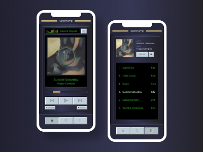 Daily UI - Music Stream Apps (Winamp/Spotify) 2000s 90s android app dailyui hippo campus ios mobile music nostalgic skeumorph spotify stream ui ui design uiux ux winamp