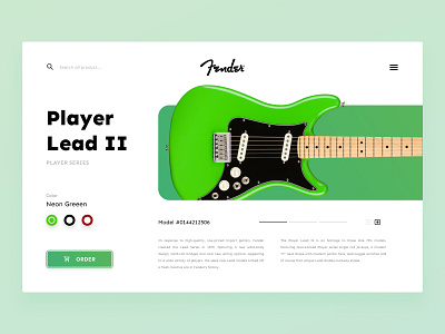 Daily UI - Single Product (Fender Guitar Website Page) app dailyui fender guitar landing page shop ui ui design uiux ux web design website