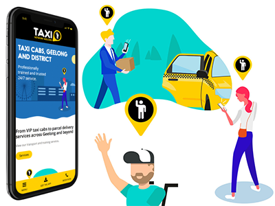 Illustrations for Geelong Taxi Network animation character illustration svg