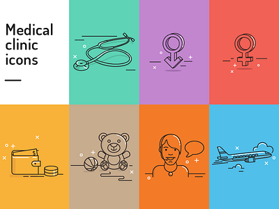 Medical Clinic Icons graphics icons medical medicine mono line simple vector