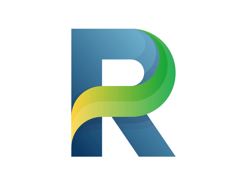 R icon - development branding circles colours depth earthy gradient icon lawn logo modern r synthetic turf
