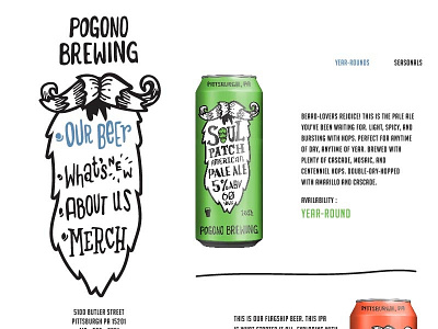 Pogono Brewing Web Mock beer illustration website