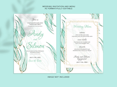 Beautiful watercolor floral wedding invitation card template abstract blue and golden illustration modren desgin wedding wedding invitation