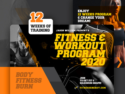 Fitness & Workout Program ad advert advertisement body branding campaign commercial corporate energy event. workout fitness gym health marketing marketing postcard material mortgage offline marketing post card postal cards