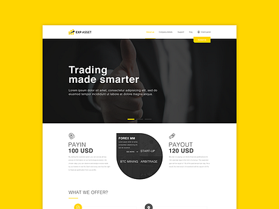 EXP ASSET trading ui web design web designer website