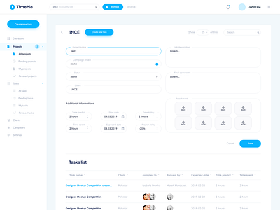 TimeMe - project management