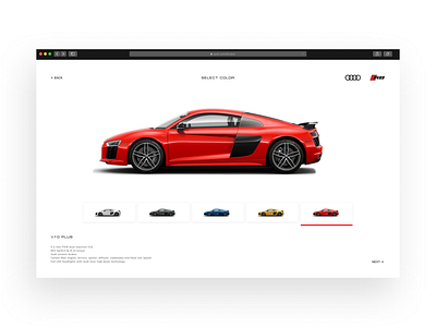 Audi R8 constructor color selector audi car clean color interface light safari ui ux web веб
