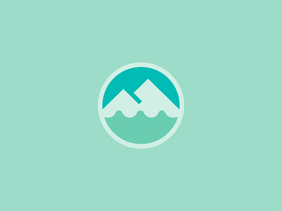 Mountain and water adventure circle journey landscape logo mountain ocean water