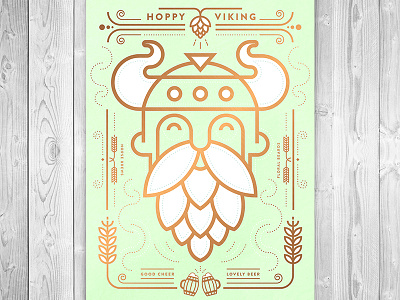 Hoppy Viking beer hoppy line poster screenprint vector viking