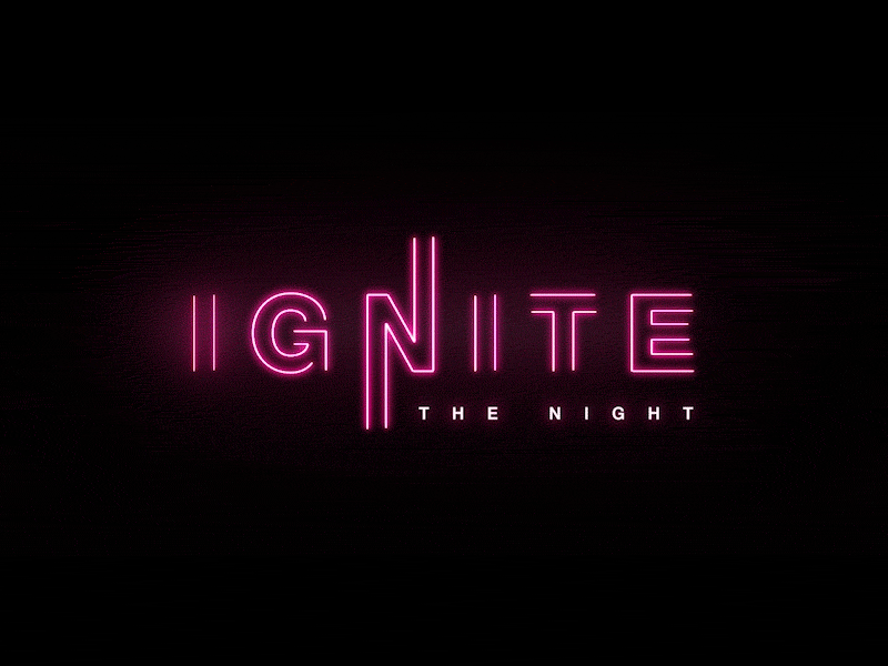 Ignite animation black club fitness glow ignite life time neon night pink type typography