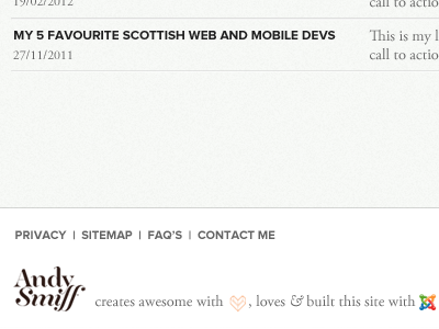 Andy Smiff Footer clean footer joomla minimal moriarti smiff ui web website