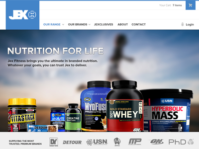 Blue... I'm feelin' it bro ecommerce fitness header jex menu navigation shopify ui web web design website