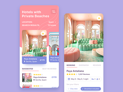 Hotel Booking App Concept app app design booking bright colors clear design hotel app hotel booking app interior design room room booking travel app ui ux