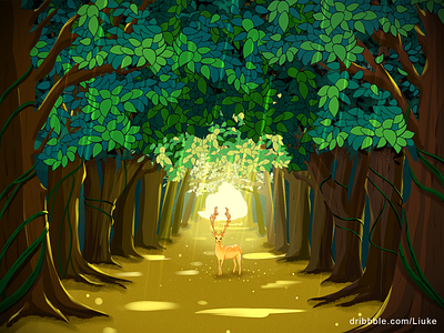 The woods path illustration