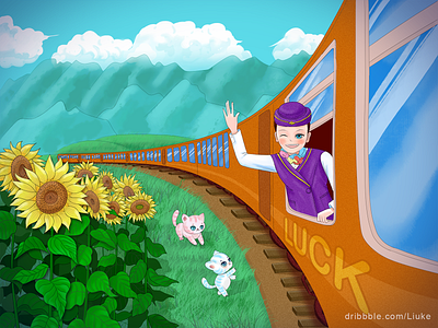 Boarded the train illustration