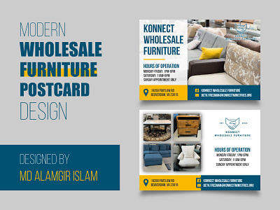 Modern Wholesale Furniture Postcard Design branding graphic design quick