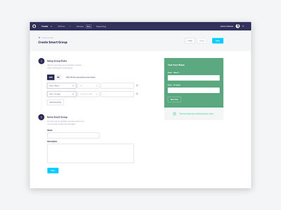 SmartGroups Concept backend dashboard design forms portal saas ui ux