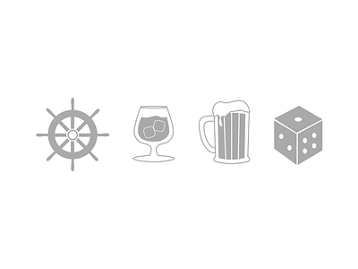 Activity icons beer die icons line art pirate vector whiskey
