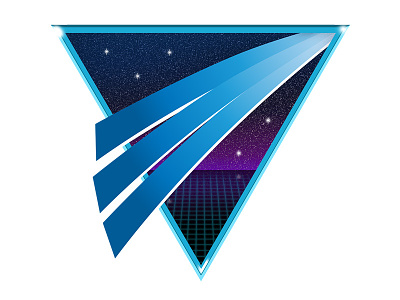 Cybertail dock icon 80s dock icon gradient grid logo mac app retro starfield