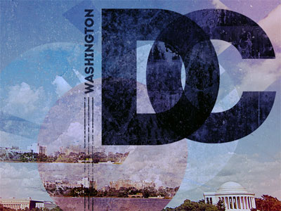 DC collage collage retro typography