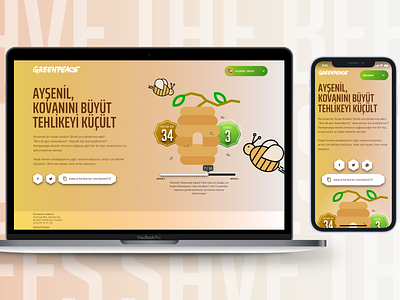 GreenPeace | Save the Bees - My Hive Page landing page typography ui ux