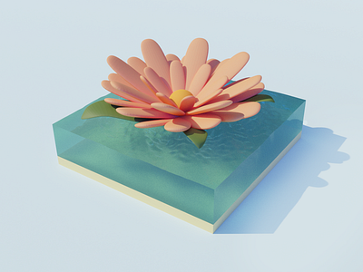 🌸Water flower 3D 3d 3d art 3d modeling art design digital illustraion minimal