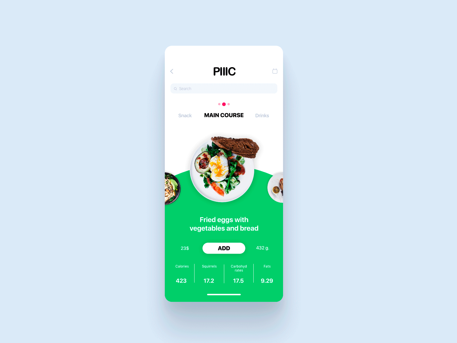 PIIIC - Food app concept annimation app category cooking app design food green interaction mobile ui ux