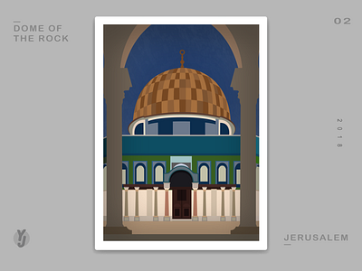 A class project: Dome of The Rock blue design dome fun illistration illustrator jerusalem logo project vecto