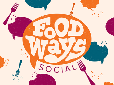 Foodways Social bite crumbs eat food fork gathering snack social speech bubble