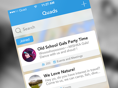 Quad List app chat flat ios list location simple ui