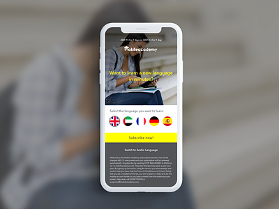 Landing Page Design for Language Learning design education landing page landing page design language learning mobile design modern ui yellow