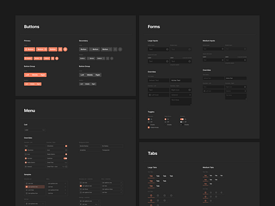 Sections 2.1 – Dark Version adobexd components design design system figma mobile prototyping sketch styleguide themes themesetup ui uielements uikit ux web webdesign wireframe