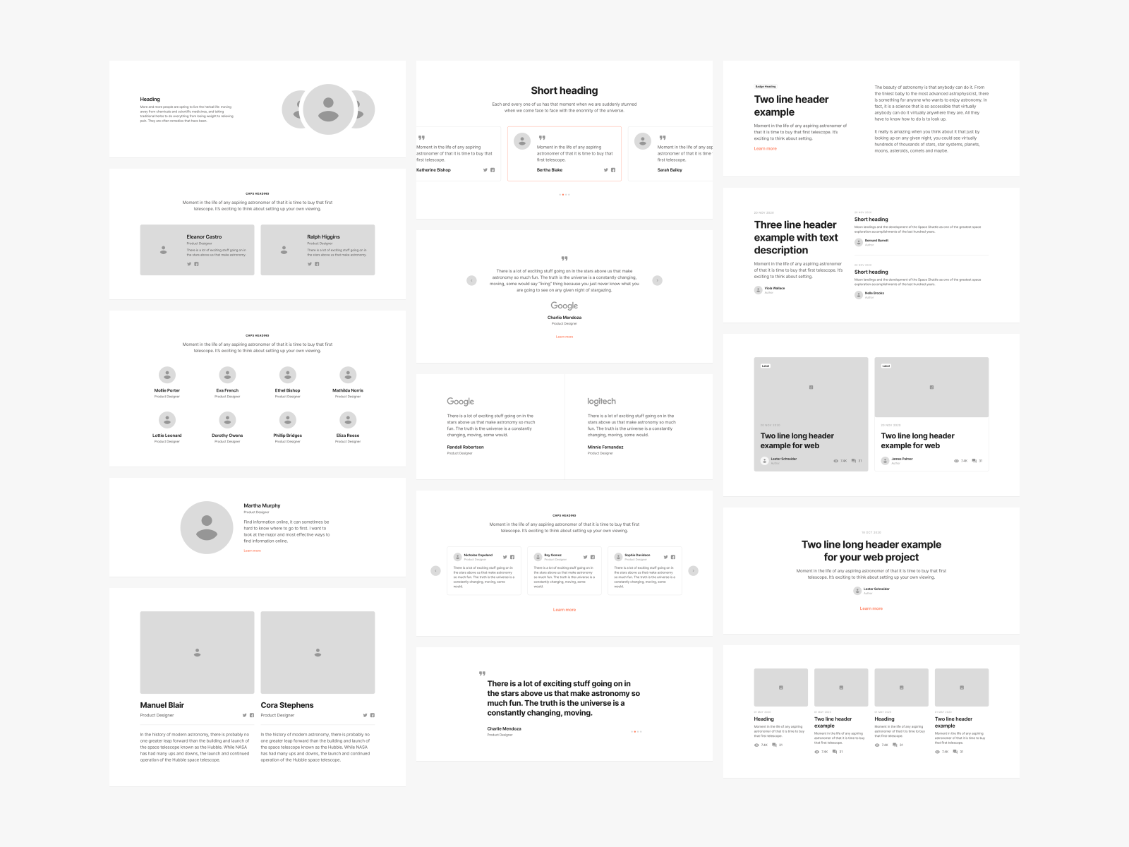 Sections Wireframe Kit By Pixsellz On Dribbble